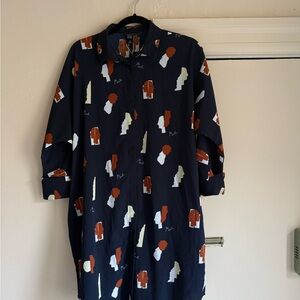 Monki Navy Abstract Pattern Shirt